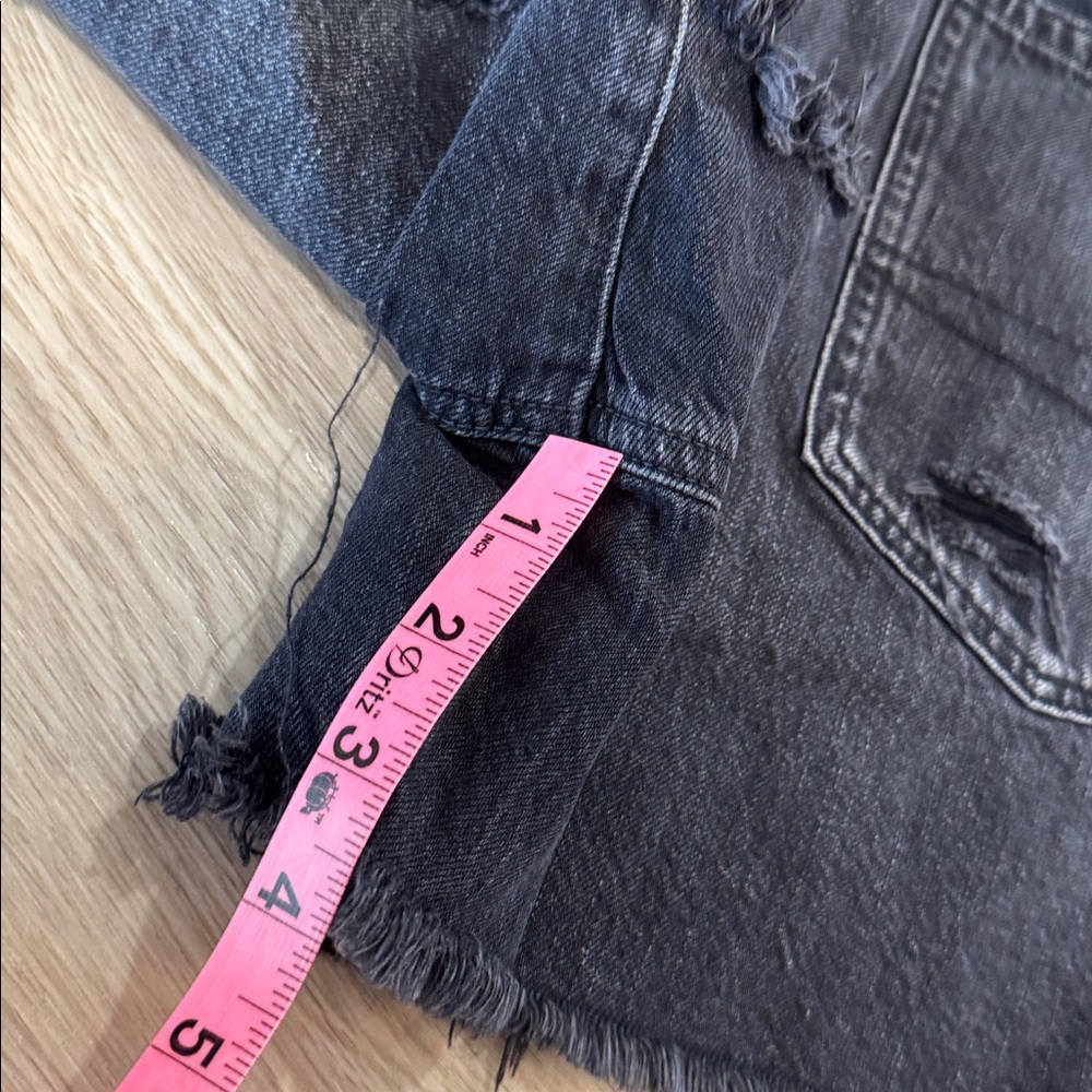 American Eagle Stretch Black Distressed High Waisted Shorts Size 14|Punk Grunge - Picture 8 of 9